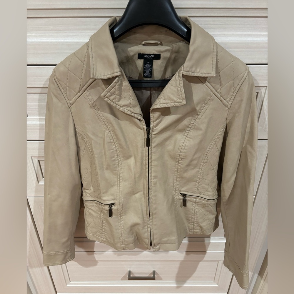 Vegan leather cream jacket